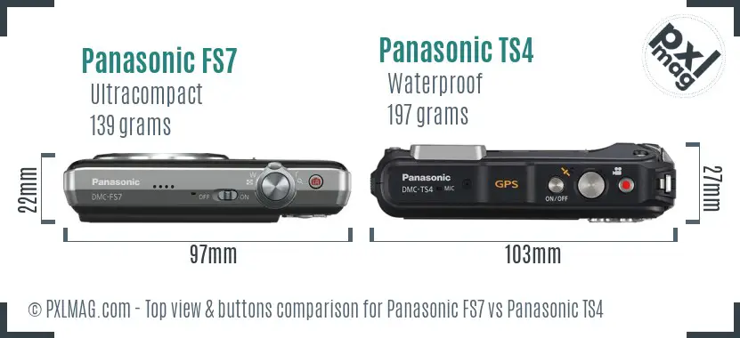 Panasonic FS7 vs Panasonic TS4 top view buttons comparison