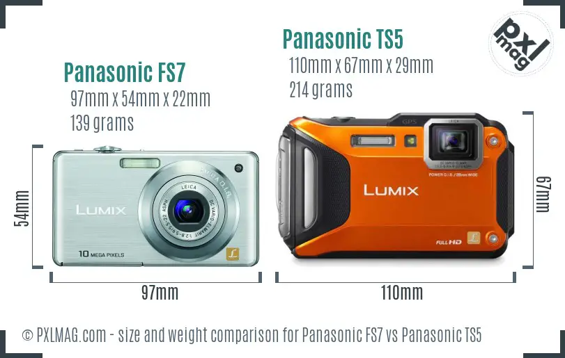 Panasonic FS7 vs Panasonic TS5 size comparison