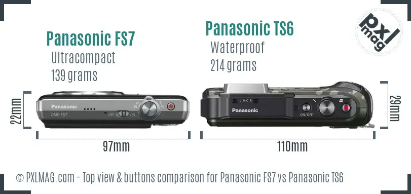 Panasonic FS7 vs Panasonic TS6 top view buttons comparison