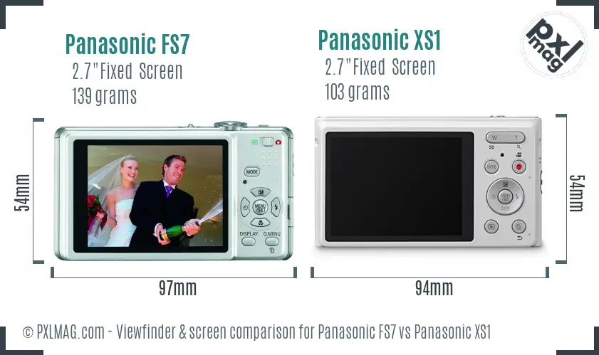 Panasonic FS7 vs Panasonic XS1 Screen and Viewfinder comparison