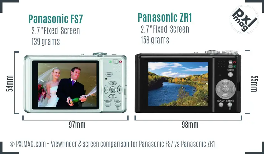 Panasonic FS7 vs Panasonic ZR1 Screen and Viewfinder comparison