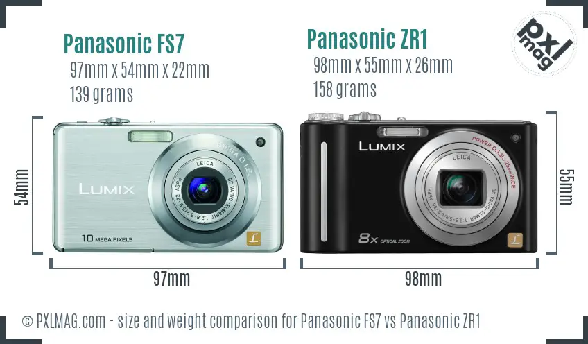 Panasonic FS7 vs Panasonic ZR1 size comparison