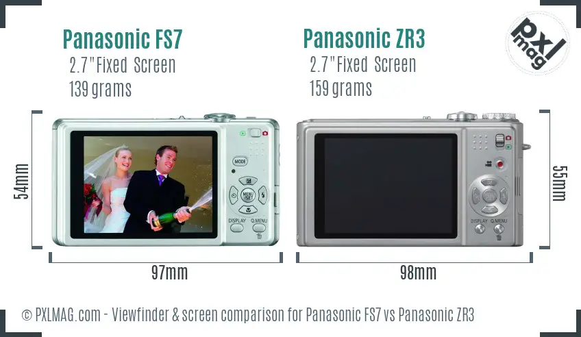 Panasonic FS7 vs Panasonic ZR3 Screen and Viewfinder comparison