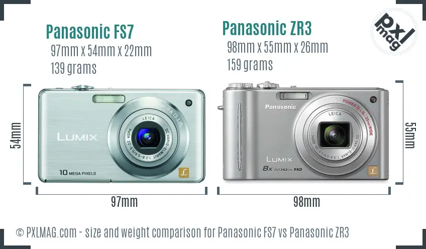 Panasonic FS7 vs Panasonic ZR3 size comparison