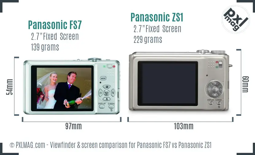 Panasonic FS7 vs Panasonic ZS1 Screen and Viewfinder comparison