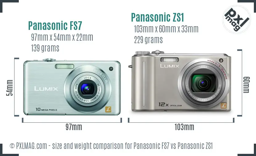 Panasonic FS7 vs Panasonic ZS1 size comparison