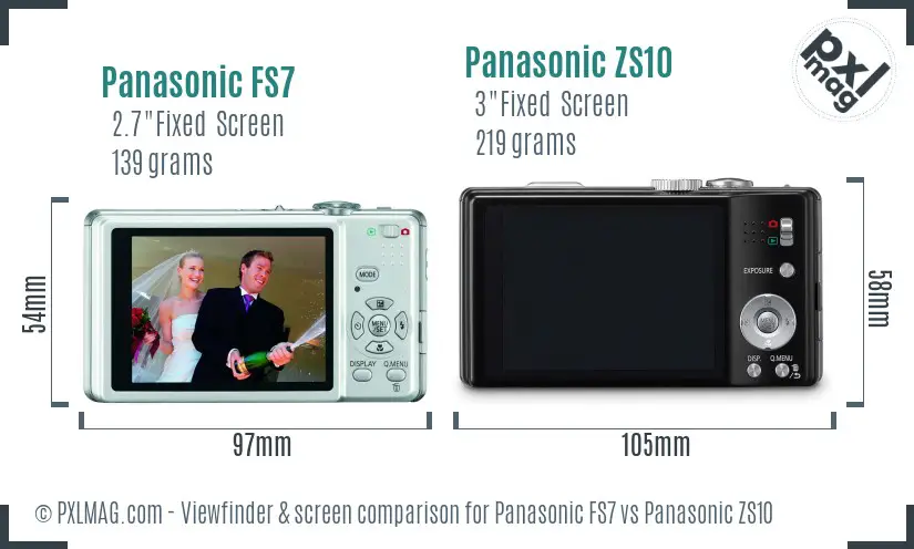 Panasonic FS7 vs Panasonic ZS10 Screen and Viewfinder comparison