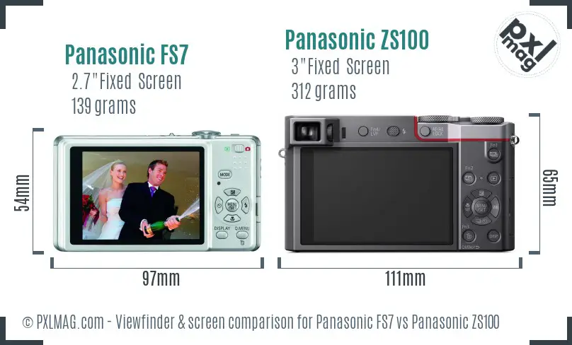 Panasonic FS7 vs Panasonic ZS100 Screen and Viewfinder comparison