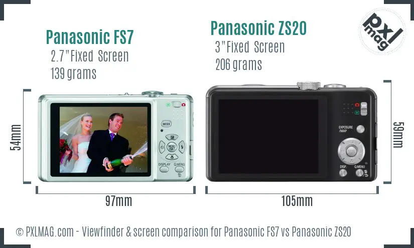 Panasonic FS7 vs Panasonic ZS20 Screen and Viewfinder comparison