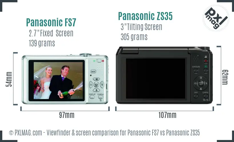 Panasonic FS7 vs Panasonic ZS35 Screen and Viewfinder comparison