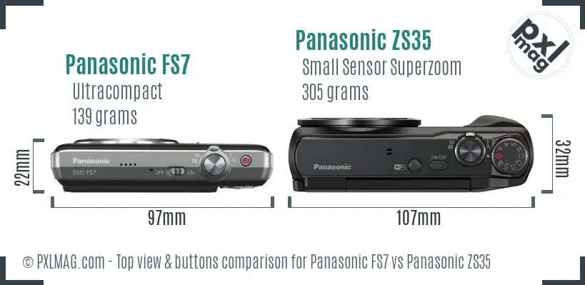 Panasonic FS7 vs Panasonic ZS35 top view buttons comparison