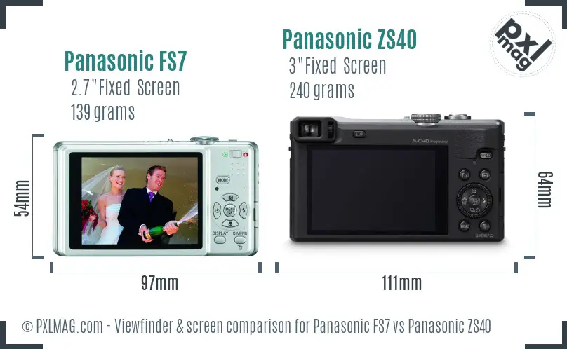 Panasonic FS7 vs Panasonic ZS40 Screen and Viewfinder comparison