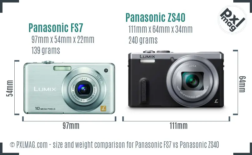 Panasonic FS7 vs Panasonic ZS40 size comparison