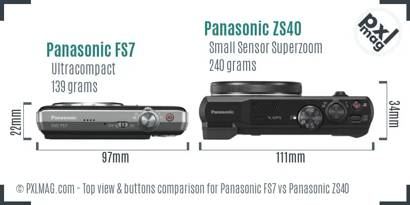 Panasonic FS7 vs Panasonic ZS40 top view buttons comparison