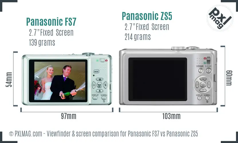 Panasonic FS7 vs Panasonic ZS5 Screen and Viewfinder comparison