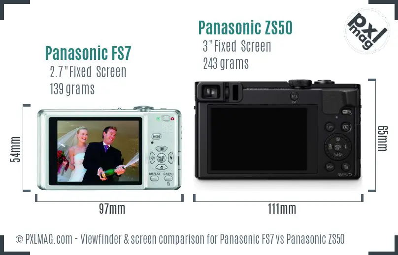 Panasonic FS7 vs Panasonic ZS50 Screen and Viewfinder comparison