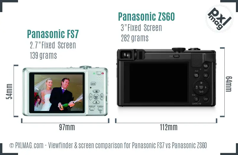 Panasonic FS7 vs Panasonic ZS60 Screen and Viewfinder comparison