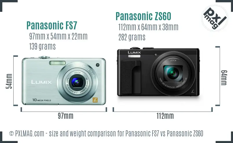 Panasonic FS7 vs Panasonic ZS60 size comparison