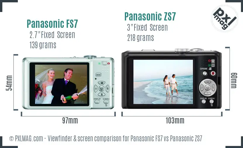 Panasonic FS7 vs Panasonic ZS7 Screen and Viewfinder comparison