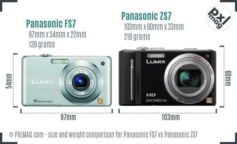 Panasonic FS7 vs Panasonic ZS7 size comparison