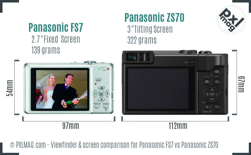 Panasonic FS7 vs Panasonic ZS70 Screen and Viewfinder comparison