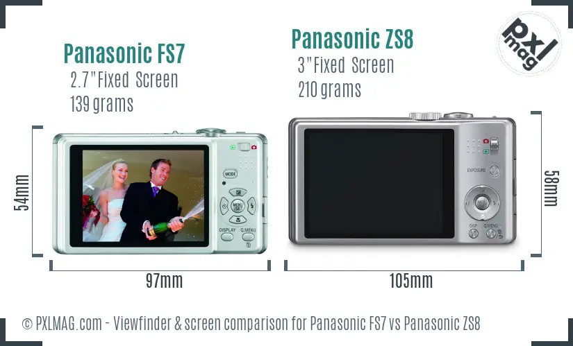 Panasonic FS7 vs Panasonic ZS8 Screen and Viewfinder comparison