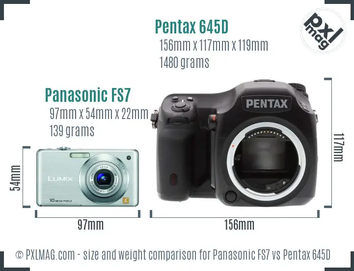 Panasonic FS7 vs Pentax 645D size comparison