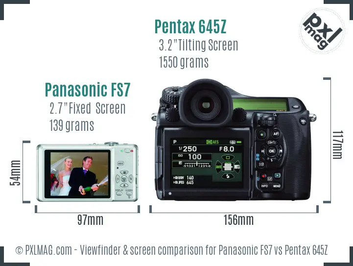Panasonic FS7 vs Pentax 645Z Screen and Viewfinder comparison