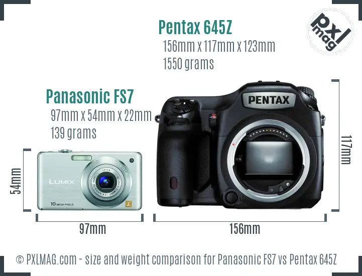Panasonic FS7 vs Pentax 645Z size comparison