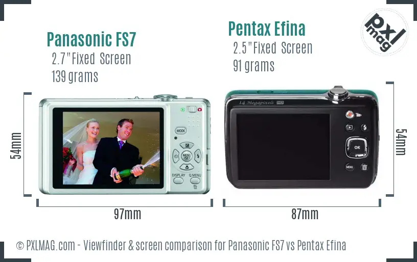 Panasonic FS7 vs Pentax Efina Screen and Viewfinder comparison
