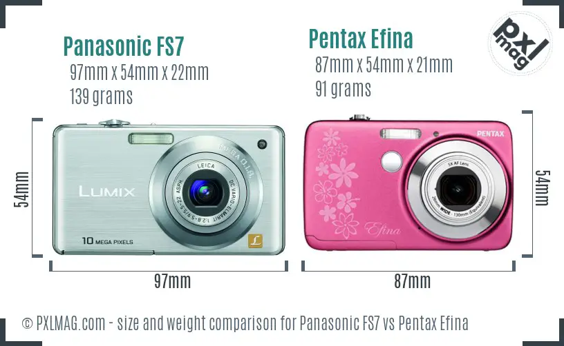 Panasonic FS7 vs Pentax Efina size comparison
