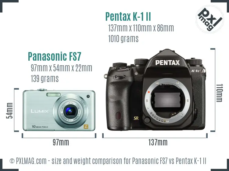 Panasonic FS7 vs Pentax K-1 II size comparison