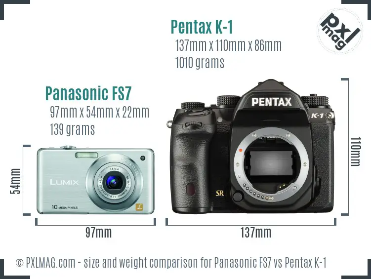 Panasonic FS7 vs Pentax K-1 size comparison
