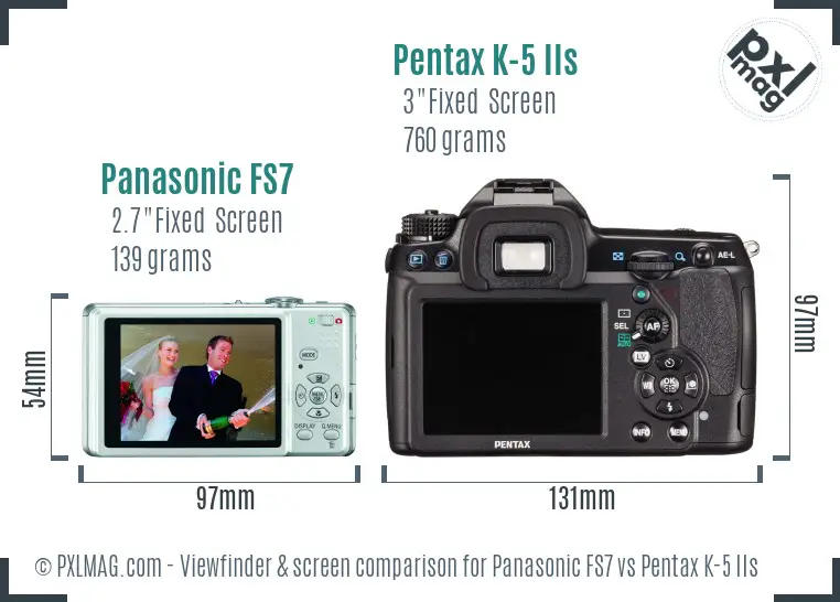 Panasonic FS7 vs Pentax K-5 IIs Screen and Viewfinder comparison