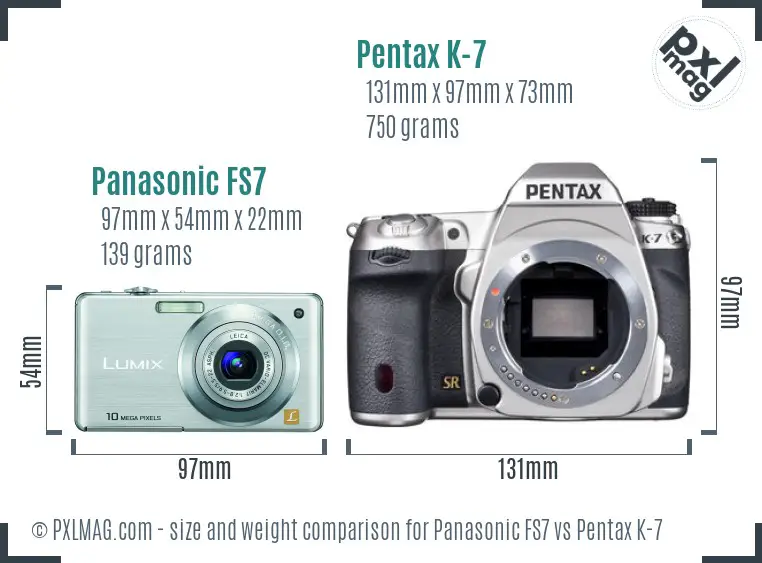 Panasonic FS7 vs Pentax K-7 size comparison