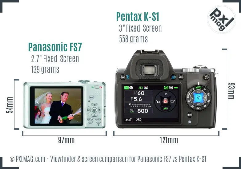 Panasonic FS7 vs Pentax K-S1 Screen and Viewfinder comparison