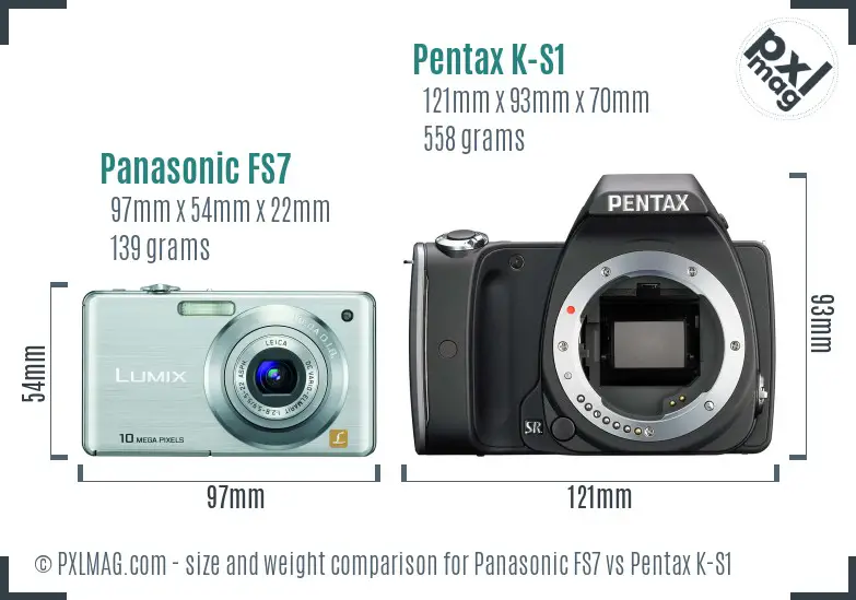 Panasonic FS7 vs Pentax K-S1 size comparison