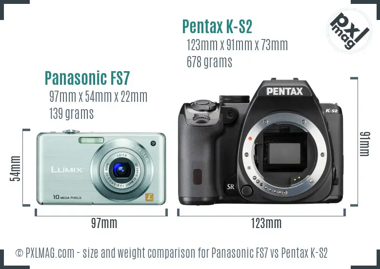 Panasonic FS7 vs Pentax K-S2 size comparison