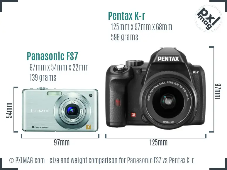 Panasonic FS7 vs Pentax K-r size comparison