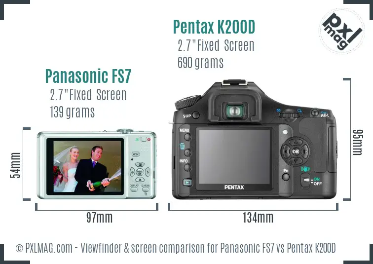 Panasonic FS7 vs Pentax K200D Screen and Viewfinder comparison