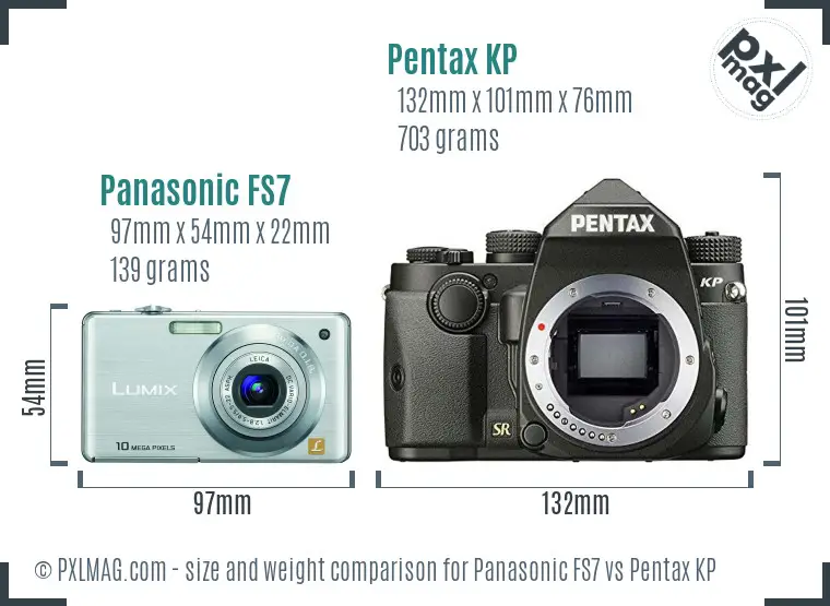 Panasonic FS7 vs Pentax KP size comparison