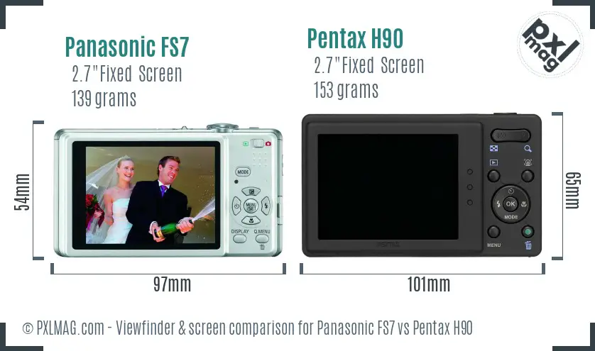 Panasonic FS7 vs Pentax H90 Screen and Viewfinder comparison