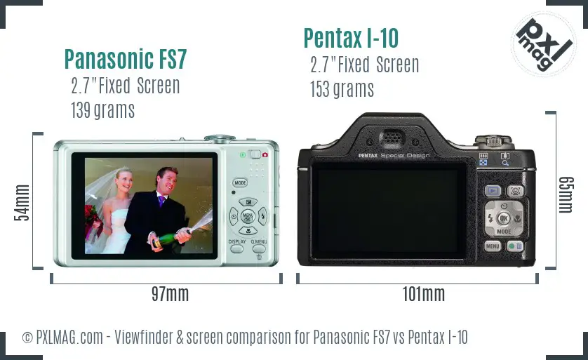 Panasonic FS7 vs Pentax I-10 Screen and Viewfinder comparison