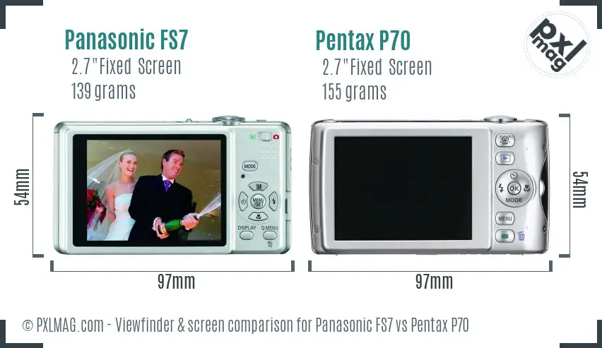 Panasonic FS7 vs Pentax P70 Screen and Viewfinder comparison