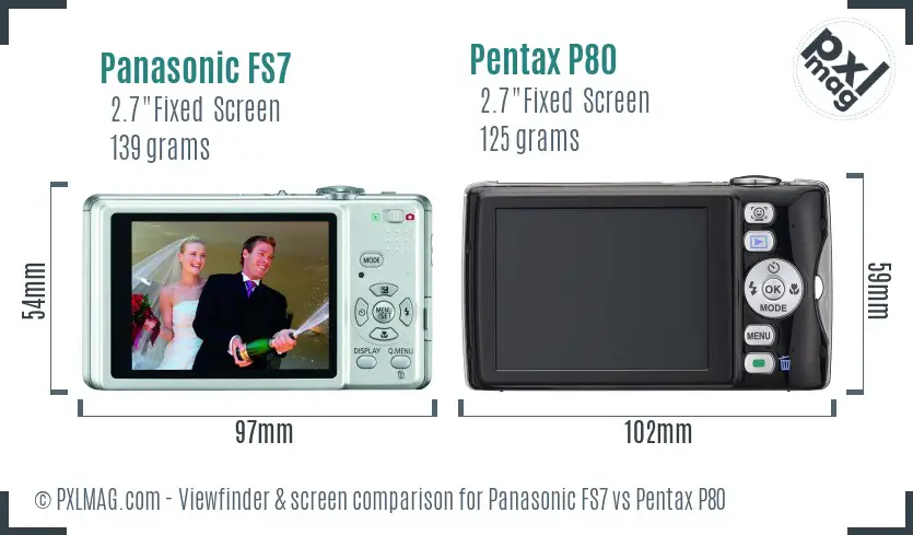 Panasonic FS7 vs Pentax P80 Screen and Viewfinder comparison