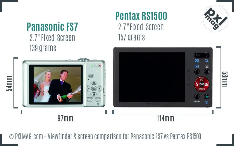 Panasonic FS7 vs Pentax RS1500 Screen and Viewfinder comparison