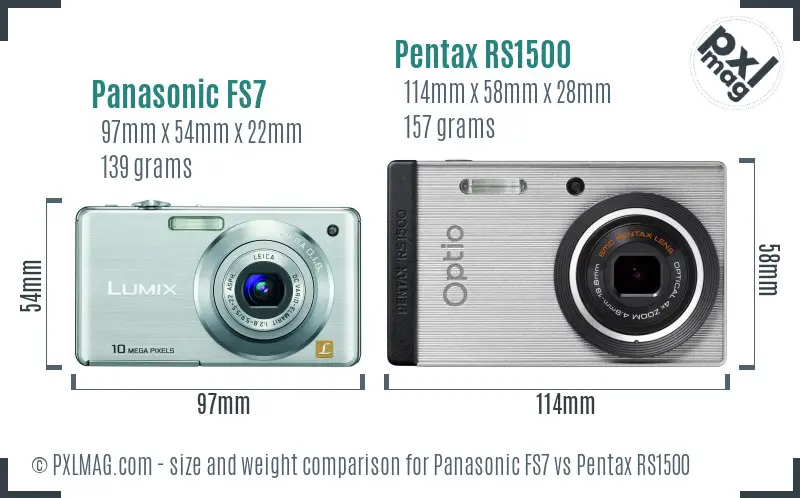 Panasonic FS7 vs Pentax RS1500 size comparison