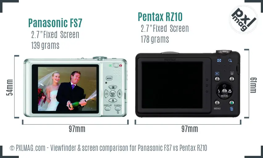 Panasonic FS7 vs Pentax RZ10 Screen and Viewfinder comparison