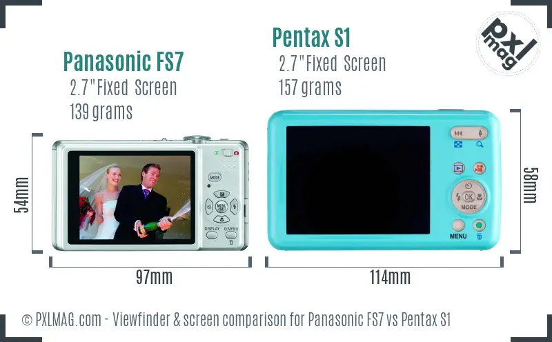 Panasonic FS7 vs Pentax S1 Screen and Viewfinder comparison