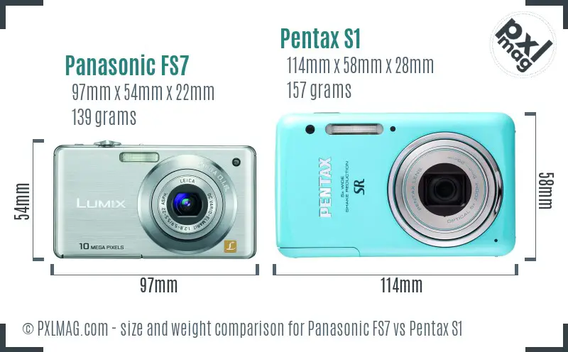 Panasonic FS7 vs Pentax S1 size comparison